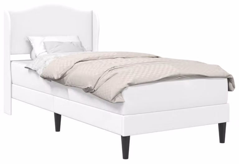 Struttura letto con testiera, bianca, 90 x 190 cm, in ecopelle