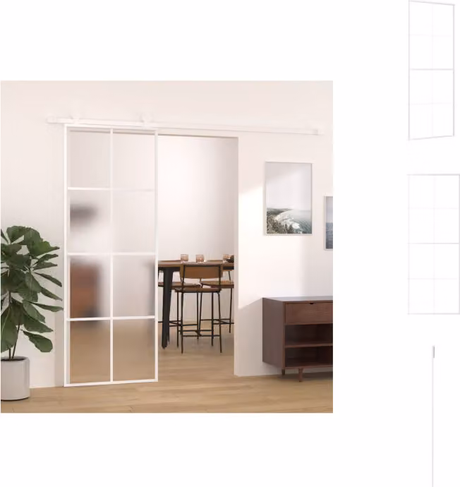 vidaXL Porta scorrevole ESG in vetro e alluminio opaco 76x205 cm Bianco - Porte d'ingresso
