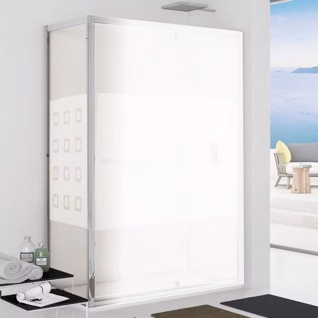Parete fissa 87-89 cm vetro serigrafato 6 mm, h. 1,95 da abbinare ad una porta - new plus