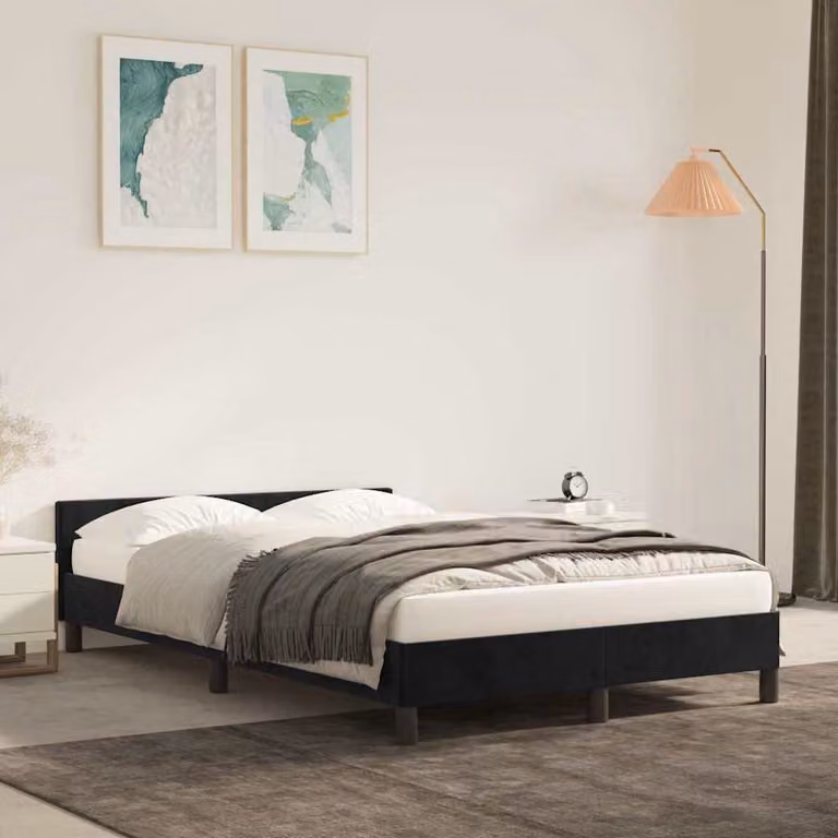 Giroletto vidaXL senza materasso in velluto nero L/P/H: 120 x 200 cm