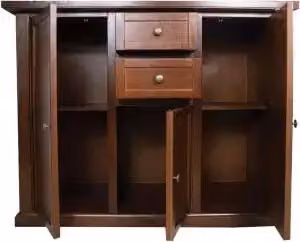 Credenza madia buffet in legno noce scuro arte povera mod modena 3 porte 2 cassetti