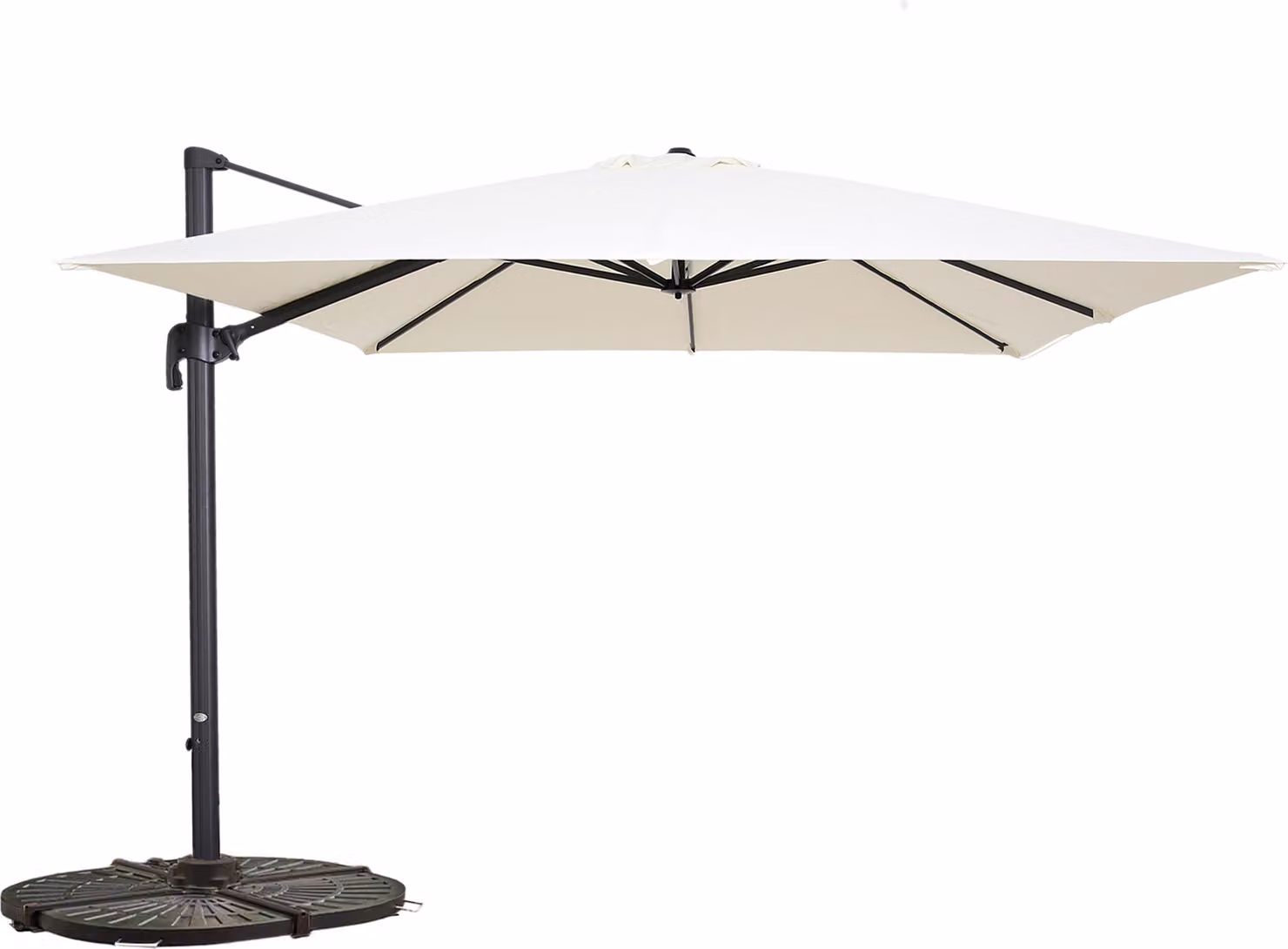 Ombrellone braccio gir. 360° 3x3m 4 marmette zav. Bianco - Oviala Malaga