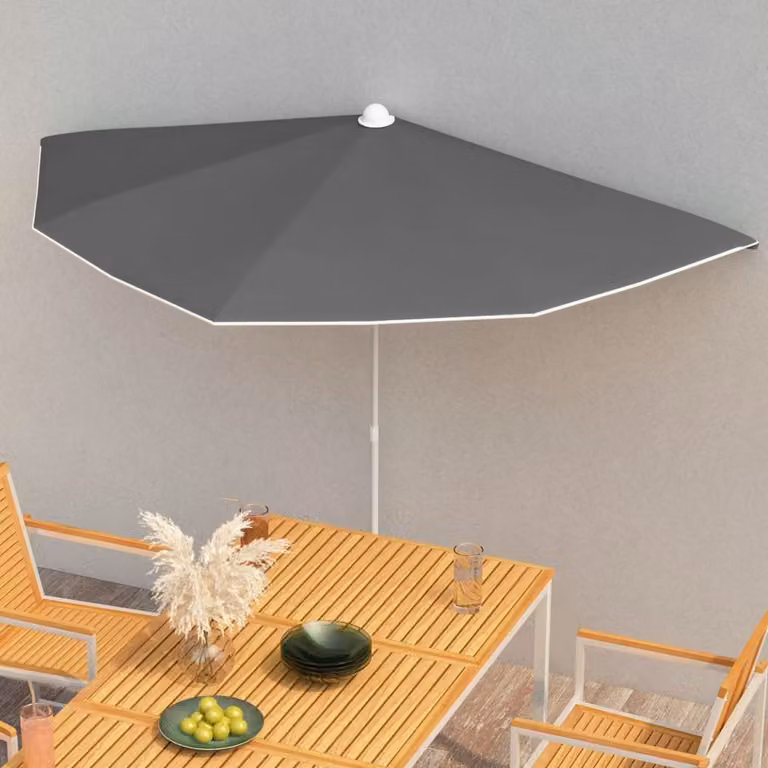 Maison Exclusive - Ombrellone a semicircolo con palo 180x90 cm antracite