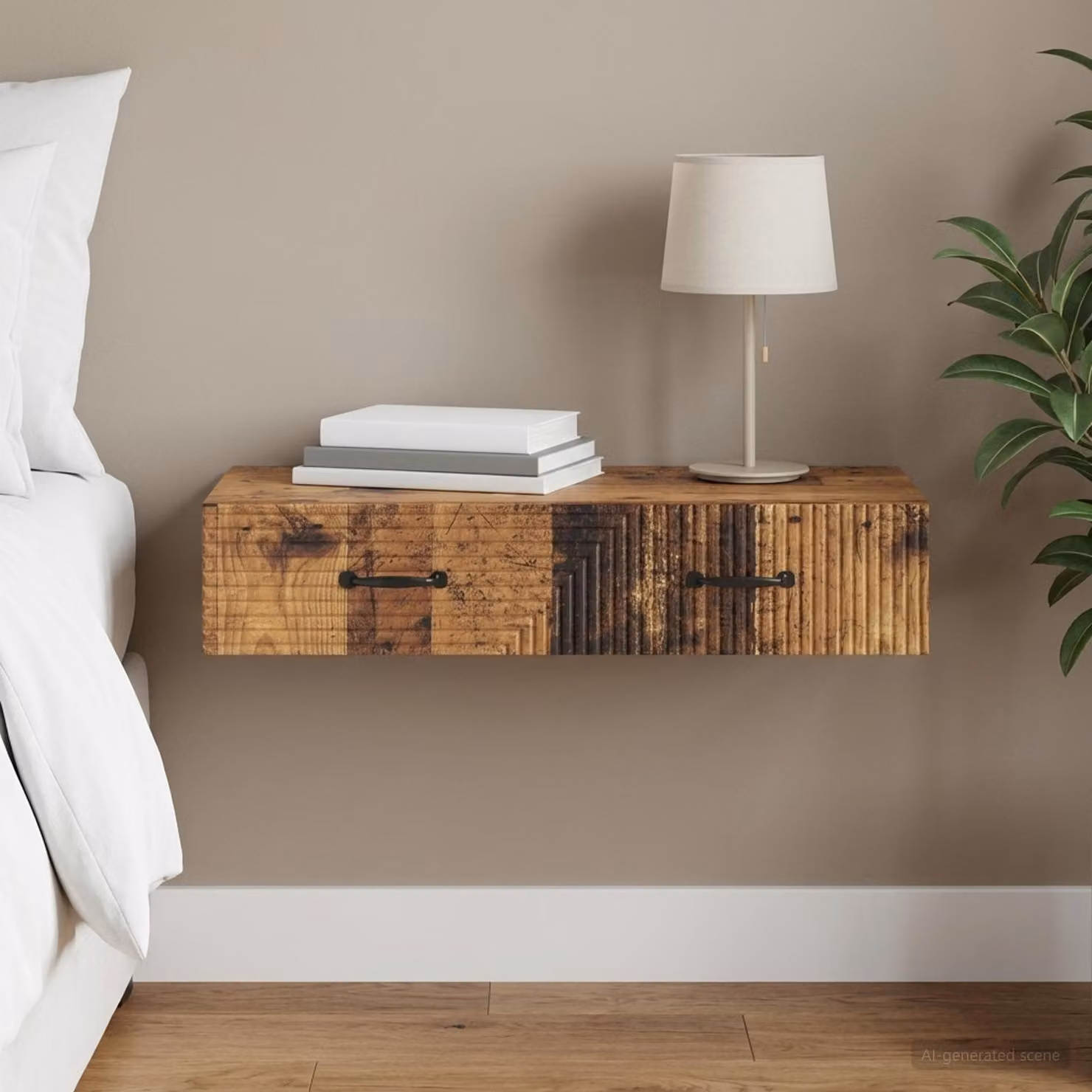 vidaXL Tavolino da Parete Laterale in Legno Antico Marrone L: 87,5 cm, P: 34,5 cm, H: 17 cm