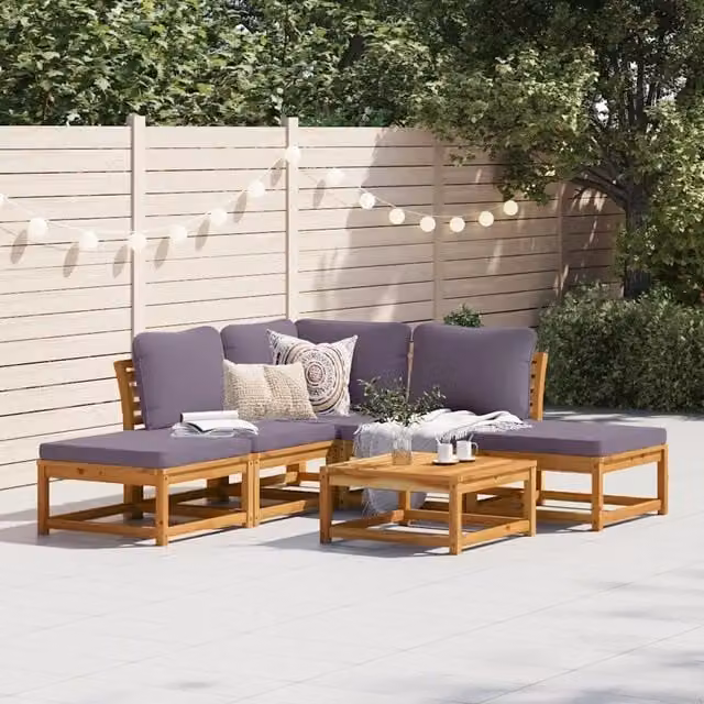Set Salotto da Giardino 6 pz con Cuscini in Massello di Acacia 3214306