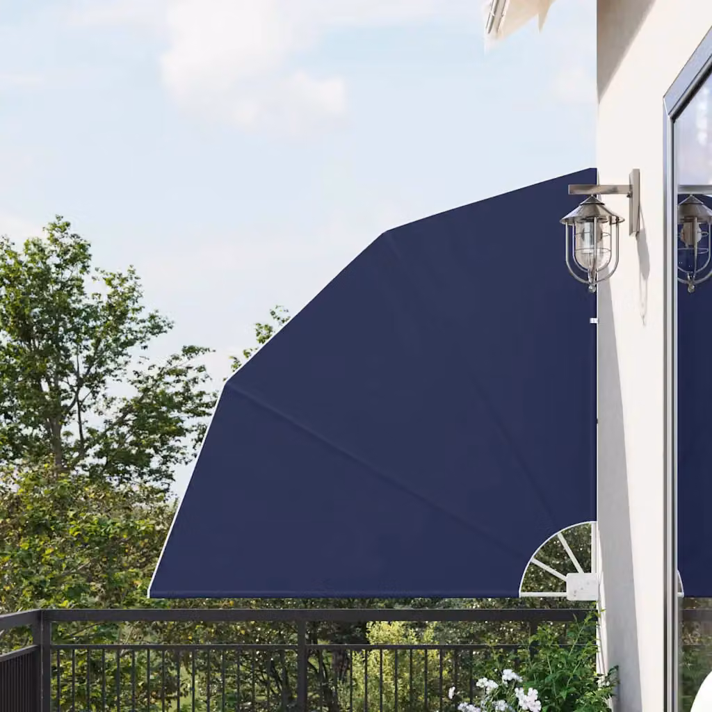 Schermo di privacy per balcone vidaXL in poliestere e acciaio, Blu navy, L 140 cm x H 140 cm