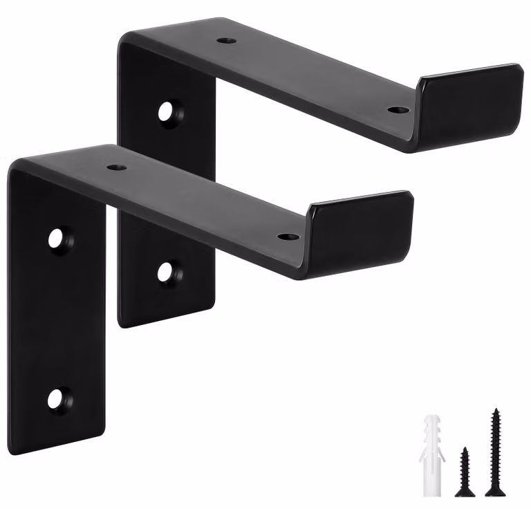 2 supporti a mensola robusti, capacità di carico 50 kg, staffe da parete spesse 5 mm per mensole (neri, 15 cm)
