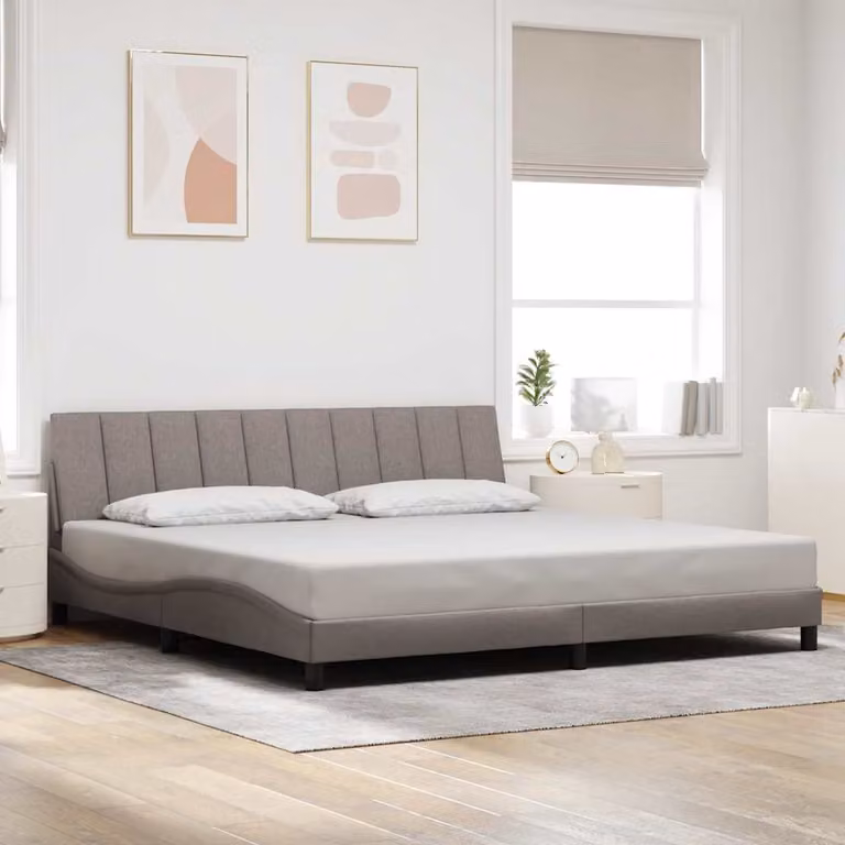 Giroletto senza materasso Hanko vidaXL in tessuto beige e grigio L/P/H: 200 x 200 x 218 cm