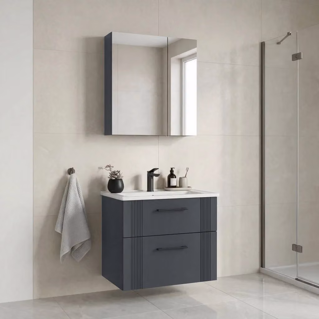 Set mobile lavabo con specchio Hanah Home Bari 65 v2, Antracite opaco, L: 65 cm, P: 45 cm, H: 55 cm – 2