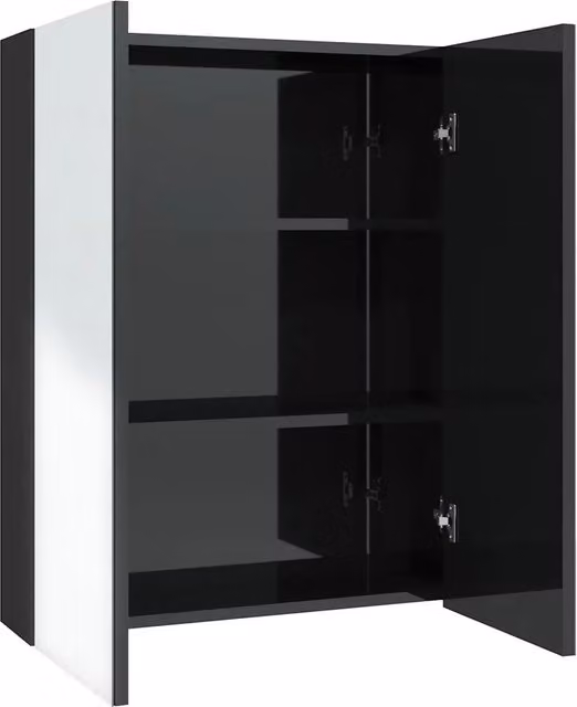 Armadietto a specchio da parete moderno portaoggetti 60 x 15 x 75 cm in MDF nero lucido 02_0046791