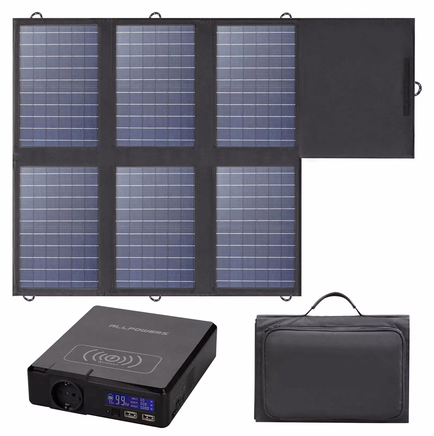Generatore solare - con pannello solare da 60W - centralina di alimentazione - generatore di corrente - portatile - 200W - 41600mAh