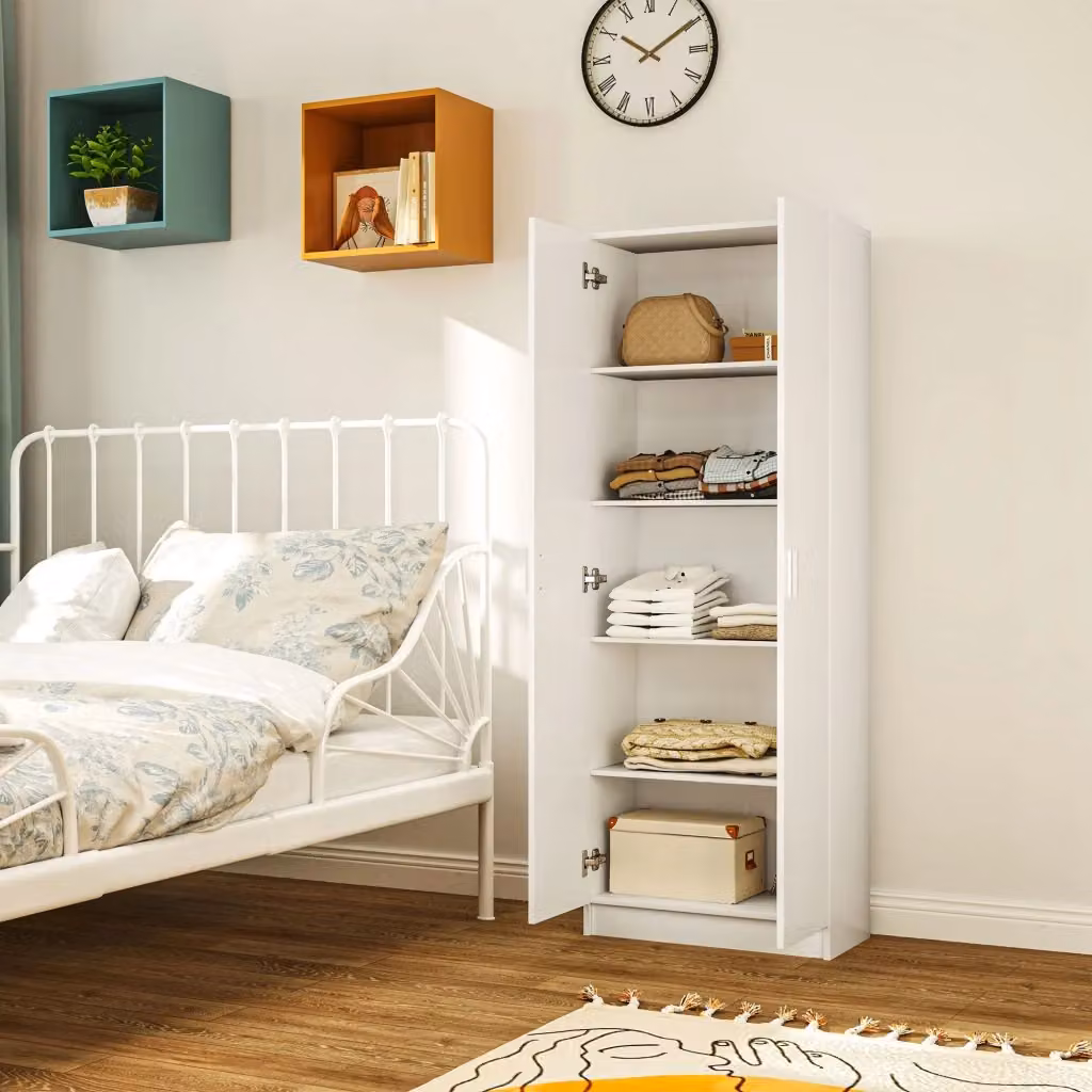 Credenza Mobile Alto Multiuso Giordanoshop in Legno Bianco Opaco L: 60 cm, P: 31.5 cm, H: 165 cm – 2