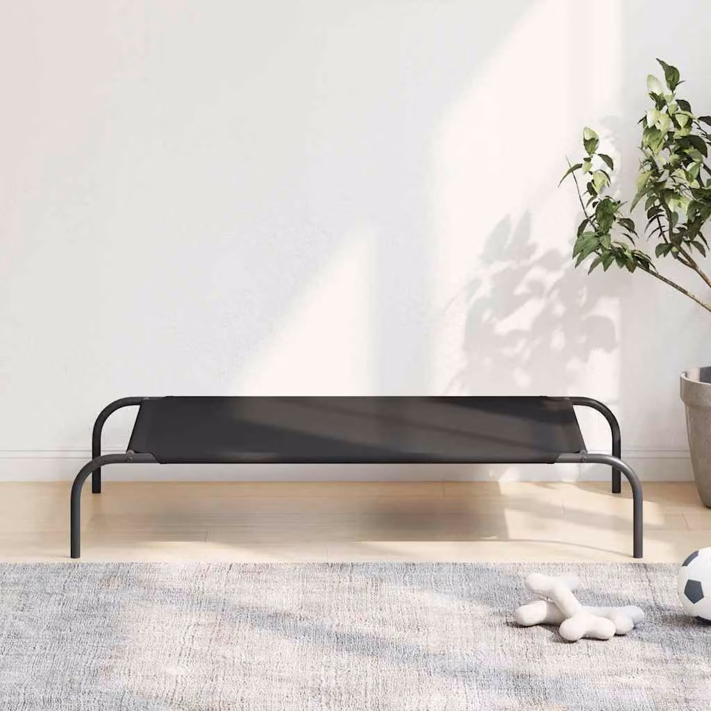 Cuccia per cani rialzata vidaXL nera in tela e acciaio L 110 cm x P 65 cm x H 20 cm