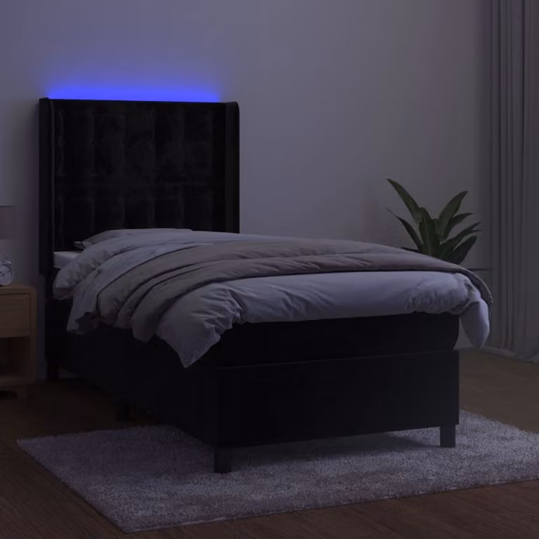 Maison Exclusive - Letto a Molle con Materasso e LED Nero 80x200 cm in Velluto