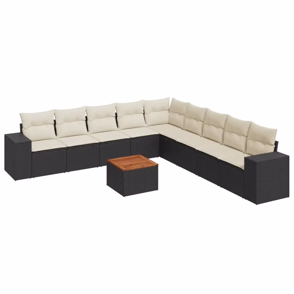 vidaXL Set Divani da Giardino a Forma di L con Cuscini e Tavolino, Polyrattan e Acciaio Nero – 2
