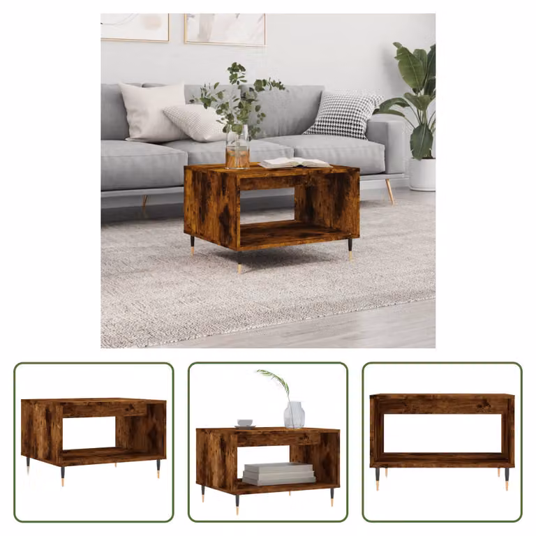 The Living Store tavolino in rovere fumé 60x50x40 cm materiale a base di legno