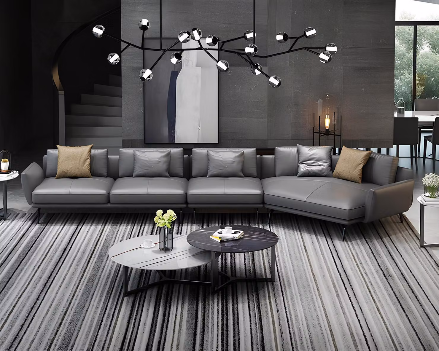 Lederpolster Design Ecksofa Couch Sofa L-Form Wohnlandschaft Wohnzimmer Eckcouch