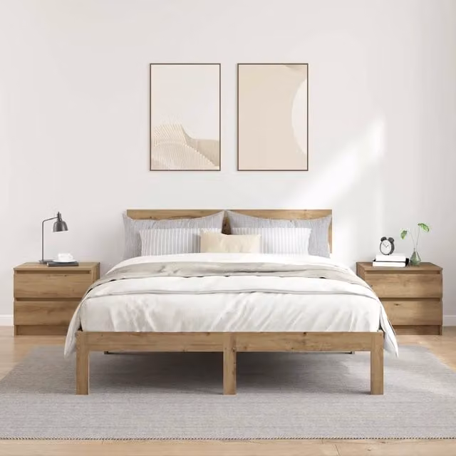 Set di 2 comodini Design Mania in legno multistrato color rovere, stile industrial, L 50 cm x P 40 cm x H 43,5 cm