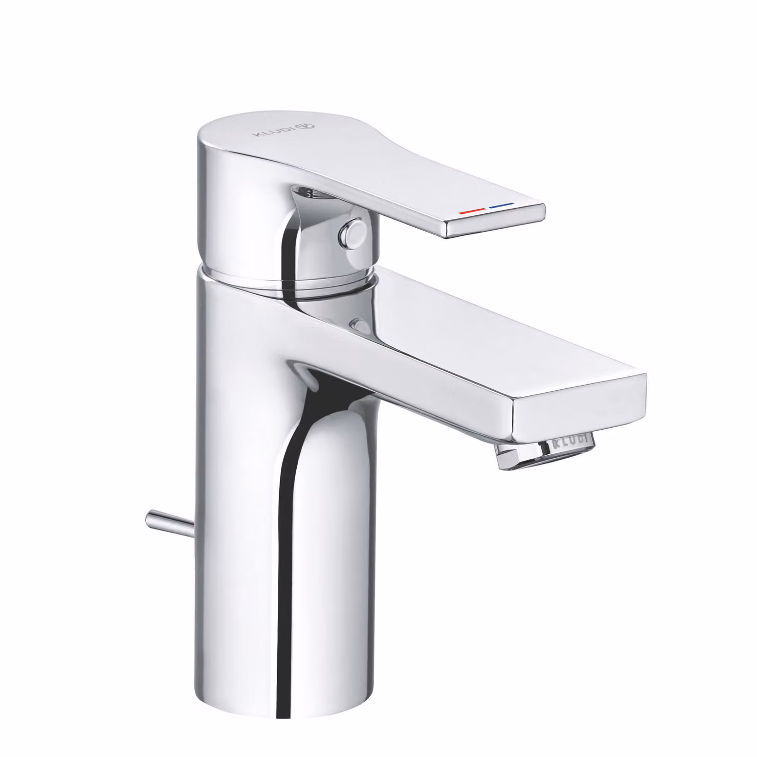 KLUDI ZENTA SL Mitigeur monocommandé pour lavabo, hauteur de bec 100mm, 3.8 l/min, avec garniture d'écoulement en métal, chrome, 482900565WR5, 482900565WR5