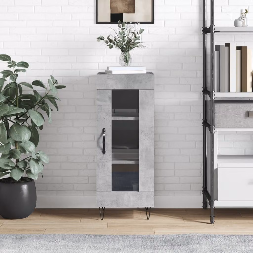 Credenza vidaXL con ante in vetro e finitura grigio opaco, L/P/H: 34,5 x 34 x 90 cm