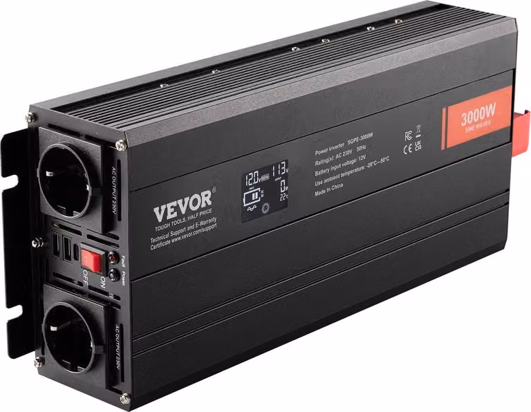 Inverter a onda sinusoidale pura 3000 W da 12 V CC a 230 V CA con telecomando LCD e