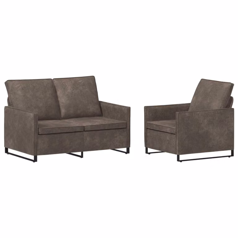 Set di 2 divani moderni vidaXL in tessuto scamosciato sintetico grigio per soggiorno