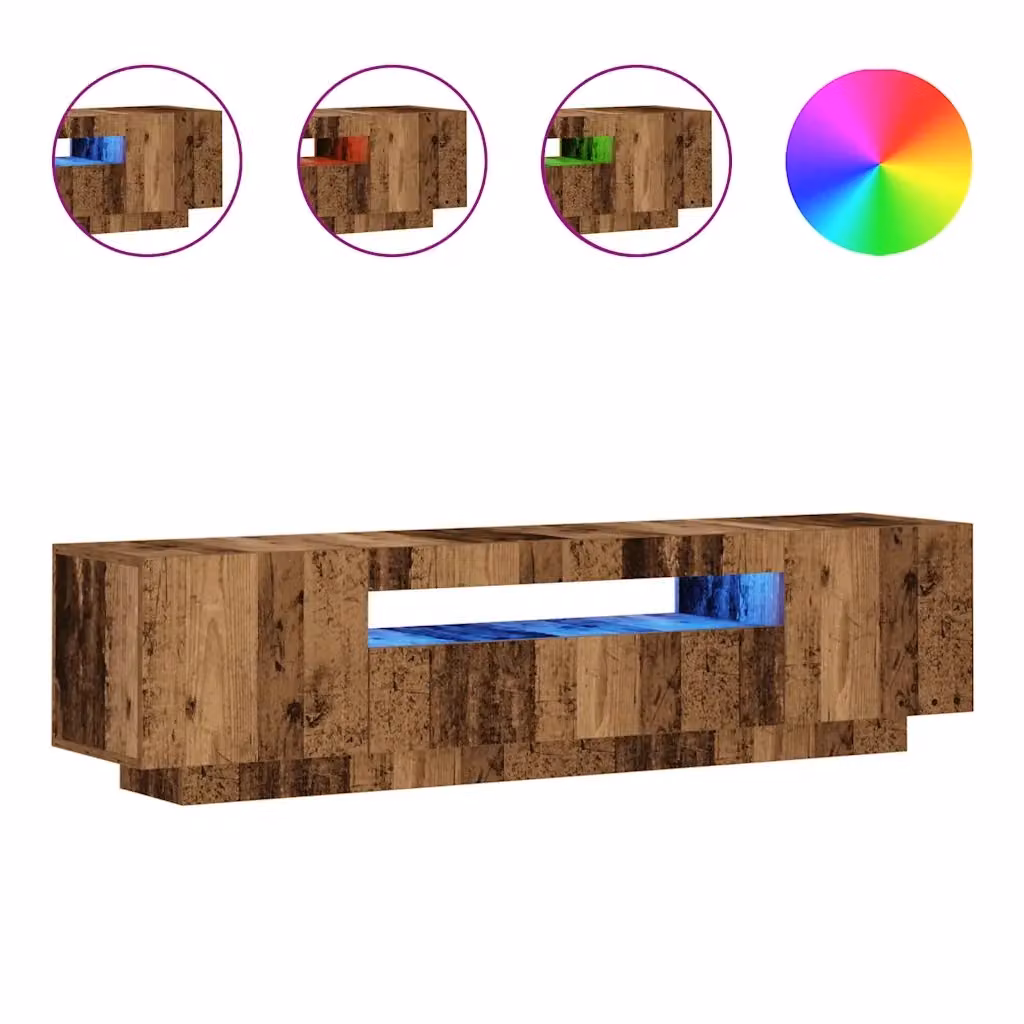 Mobile TV sospeso HELLOSHOP26 con luci LED integrate in legno composito marrone effetto legno anticato L/P/H: 160 x 35 x 40 cm – 2