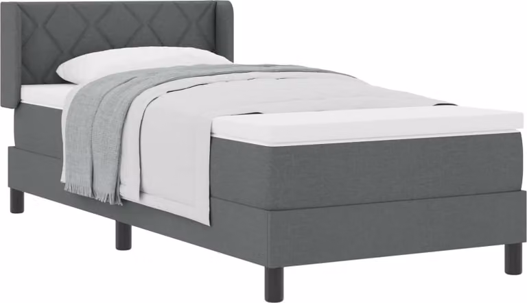 Letto a molle con testiera Grigio scuro 200 x 90 cm Tessuto