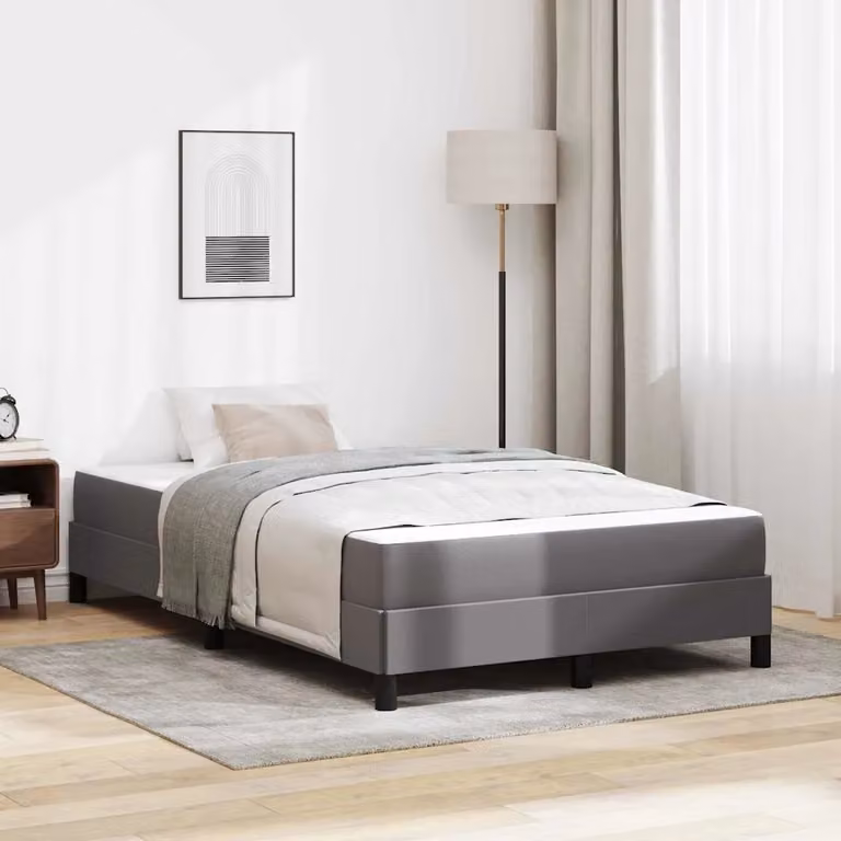 vidaXL Letto Moderno con Materasso Ibrido in Tessuto Grigio L 120 x P 200 cm