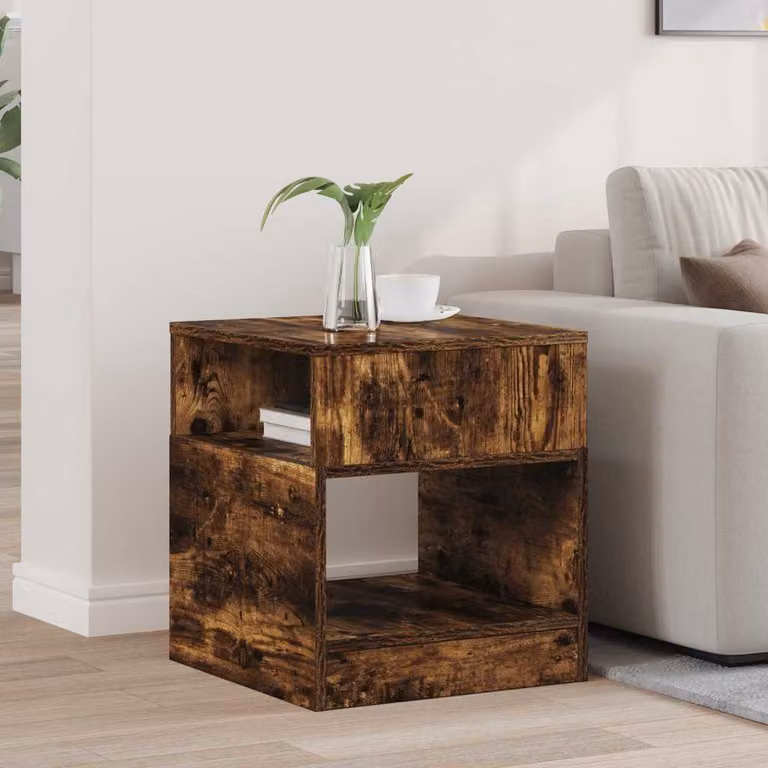 vidaXL Tavolino Moderno in Legno Rovere Fumo L: 40,5 cm, P: 40 cm, H: 45 cm