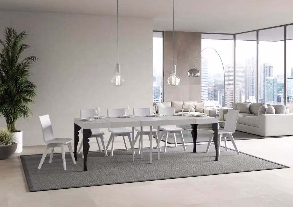 Tavolo allungabile Paxor Premium Bs Com Bianco Frassino con telaio Antracite L/P: 90 x 90 cm, estensibile fino a 246 cm – 2
