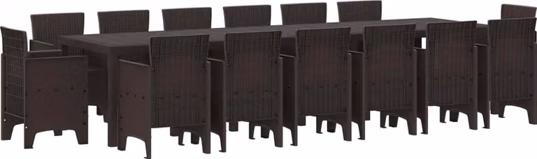 Set da Pranzo per Giardino 15 pcs Marrone Rattan Polt