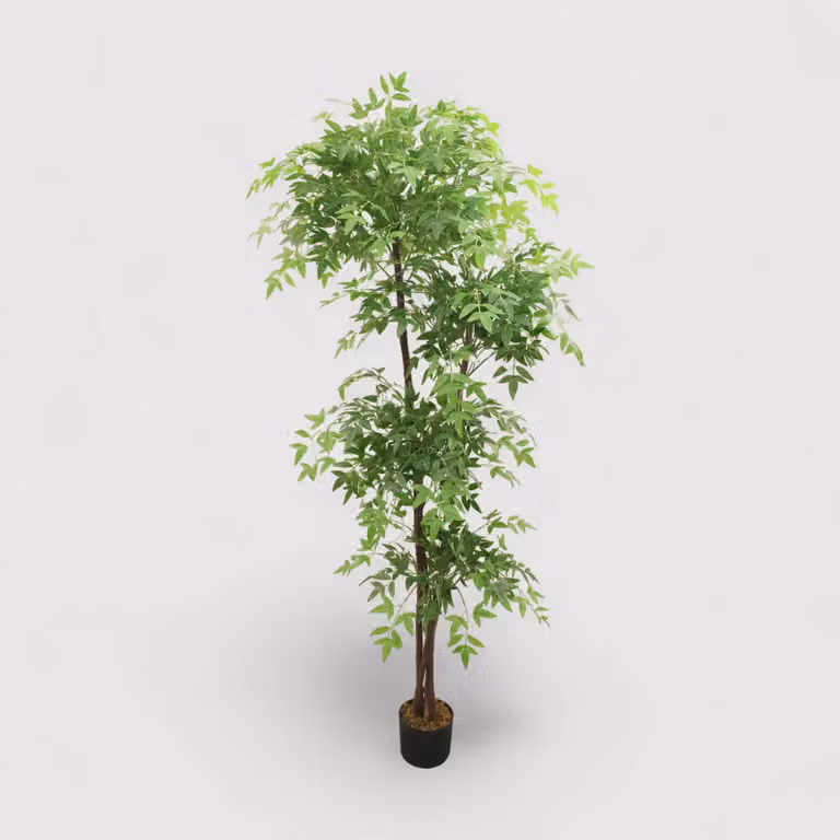 Zamrud - Nandina artificiale con vaso per casa o esterno
