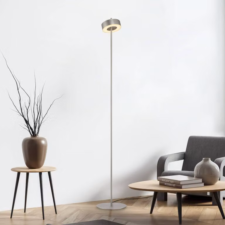 Q-Smart-Home Paul Neuhaus Piantana LED Q-Rotate alluminio 140 cm Q-Rotate, dimmerabile, Alluminio / Grigio / Zincato, Soggiorno / Sala da pranzo, Alluminio, Moderno