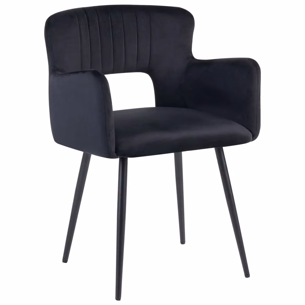 Set di 2 sedie da pranzo BELIANI in velluto nero con braccioli e gambe in metallo stile moderno industriale L/P/H: 120 x 54 x 76 cm – 2