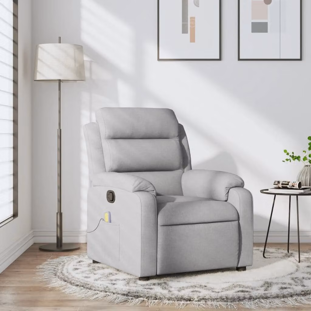 vidaXL Poltrona reclinabile relax in tessuto grigio con braccioli