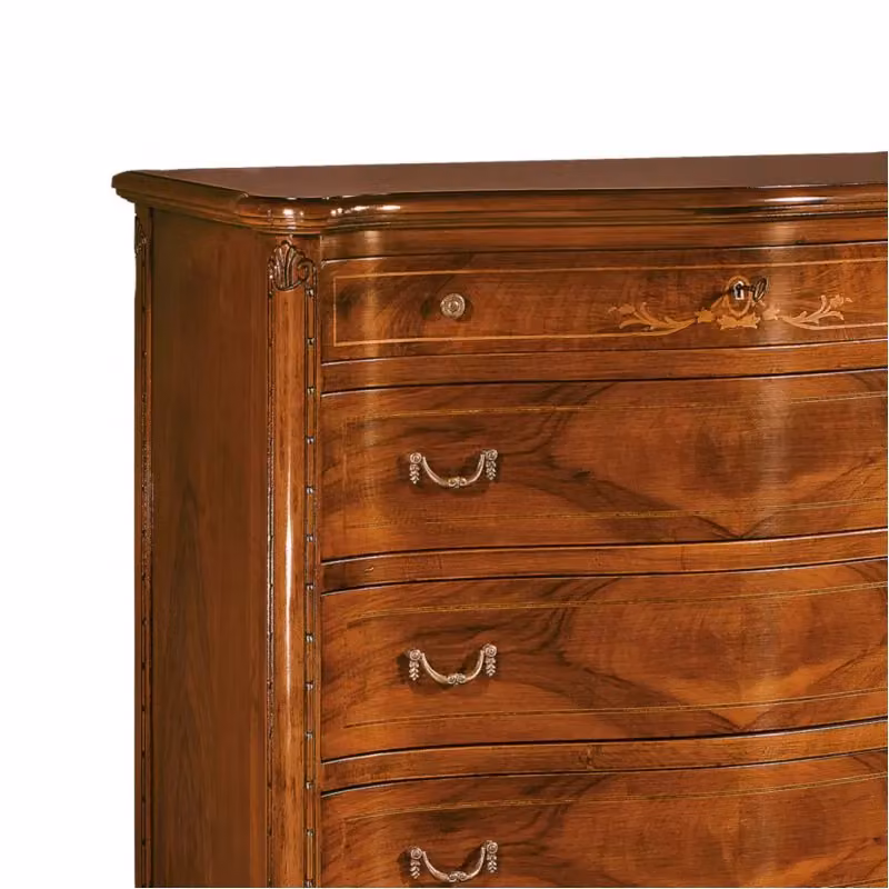 Comodino Mobili 2G in legno di noce con intarsio geometrico marrone L: 125 cm, P: 50 cm, H: 113 cm – 1