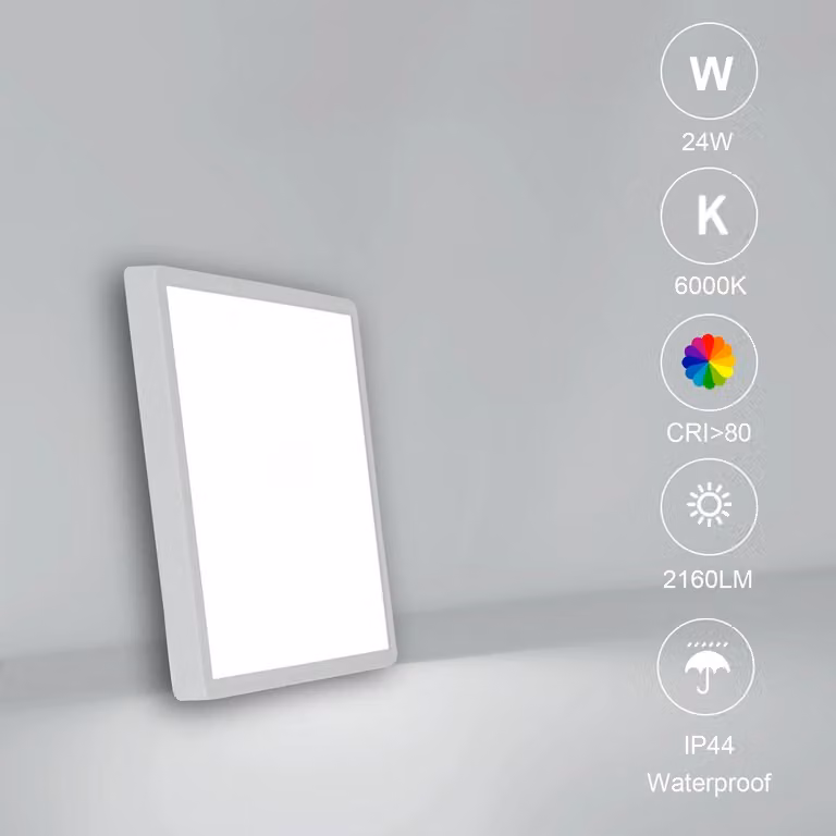 Pannello LED per soffitto, ideale per il bagno - Modello A5704 - Forma circolare - 24 W - Grado di protezione IP54 - Luce bianca fredda 6500 K - Adatto per ambienti da 5 a 10 m²