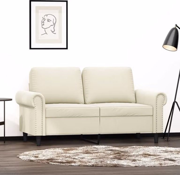 Divano a due posti, colore crema, in velluto, collezione Maison Exclusive, dimensioni 120 cm