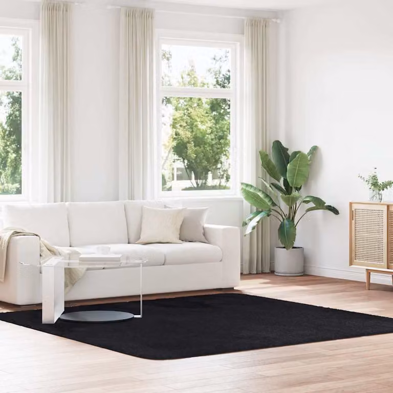 Tappeto Shaggy a Pelo Lungo vidaXL NAVARRA Nero 240 x 240 cm in Poliestere