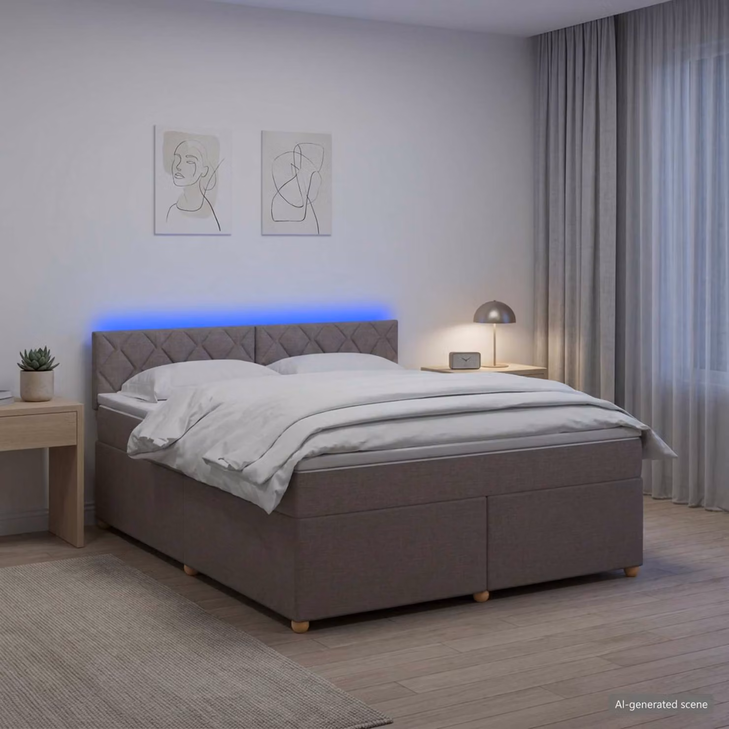 Letto box spring ibrido vidaXL con materasso a molle insacchettate e illuminazione sottostante, L/P: 180 x 200 cm
