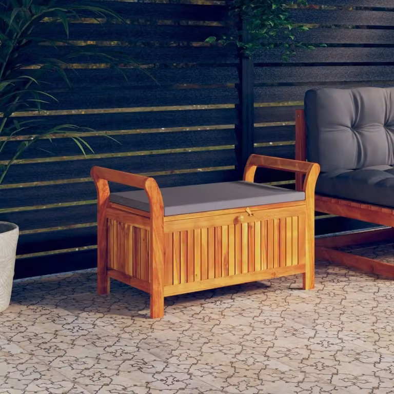 The Living Store Panca da giardino con cuscini 91 cm in legno massiccio di acacia