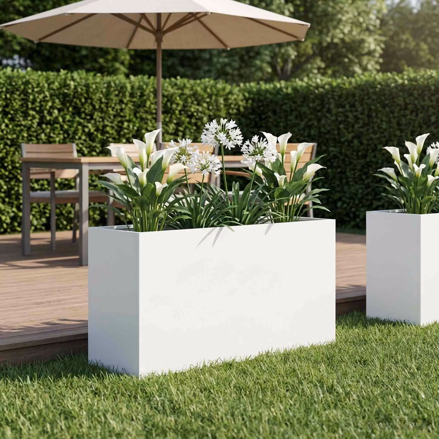 vidaXL Vaso da giardino in metallo Bianco L: 100 cm, P: 30 cm, H: 40 cm