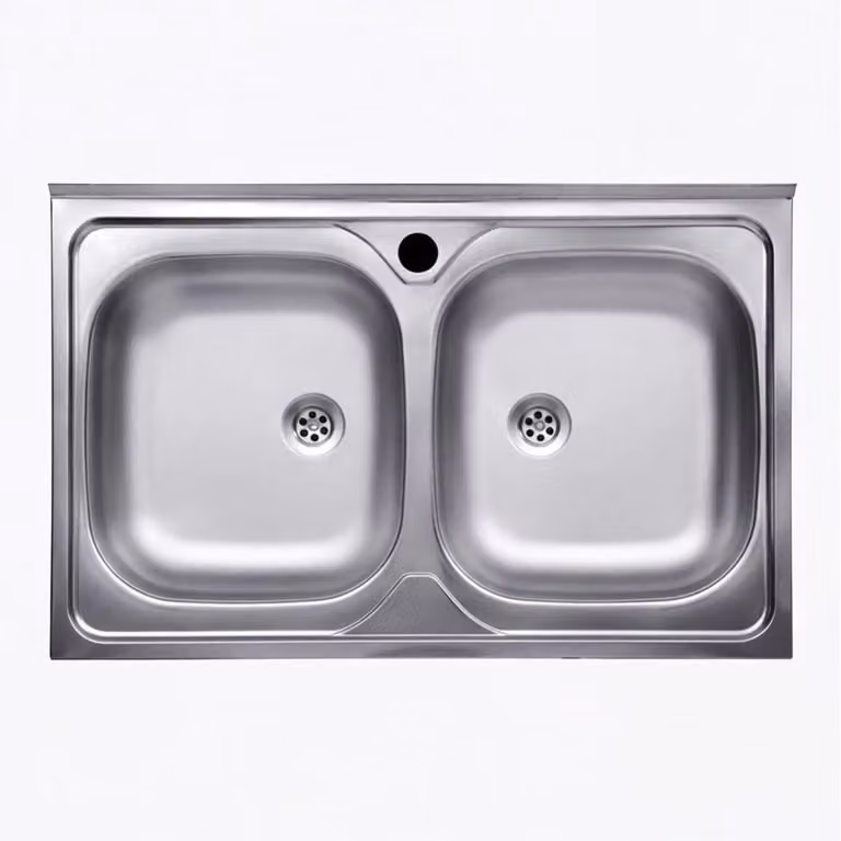 Lavello cucina acciaio appoggio 80x50 cm due vasche N214