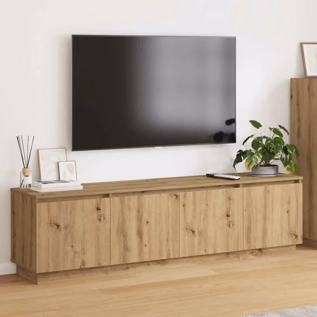 Mobile TV moderno vidaXL in legno color rovere con illuminazione integrata L/P/H: 180 x 38 x 49 cm