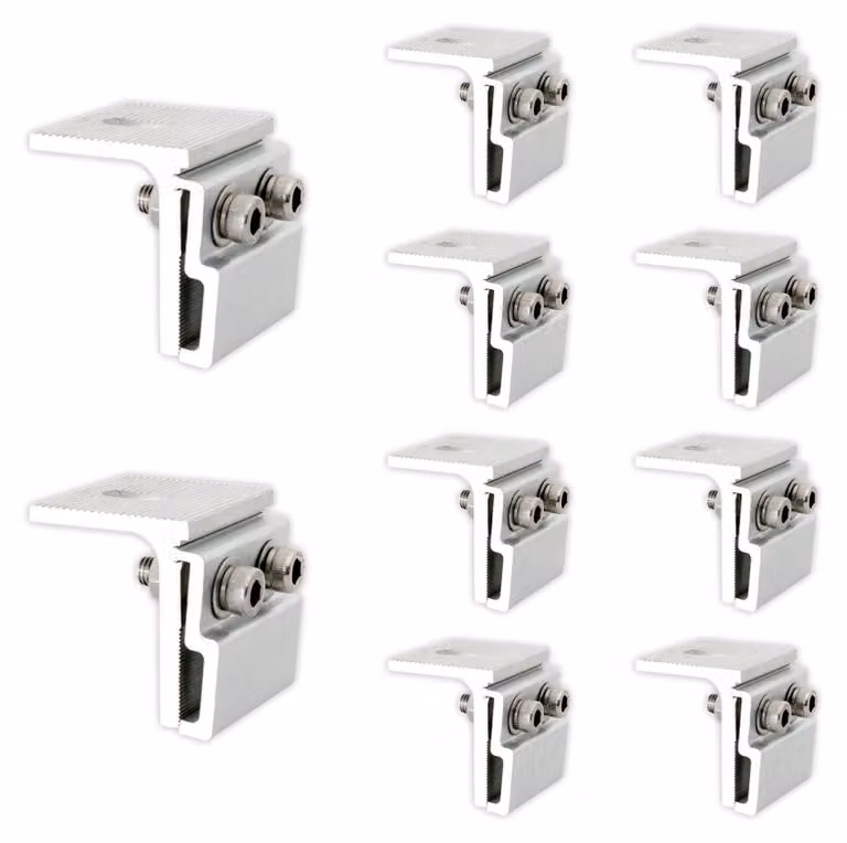 Morsetti a L per pannelli fotovoltaici, 10 pezzi, in alluminio, dimensioni 45x52 mm