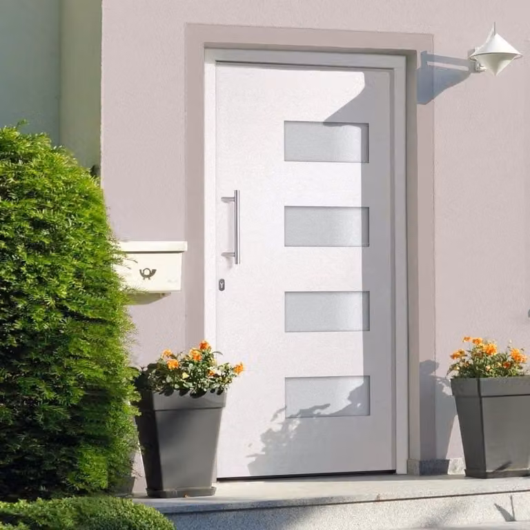 Porta d'ingresso The Living Store in alluminio e PVC bianco 110x210 cm