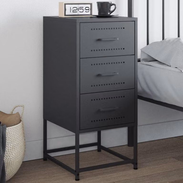 Comodino vidaXL in metallo antracite opaco, modello industriale da appendere a parete, L 36 cm x P 39 cm x H 78 cm