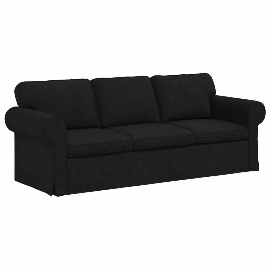 vidaXL Divano Moderno Nero in Tessuto con Struttura in Metallo L: 215 cm, P: 82 cm, H: 80 cm – 2