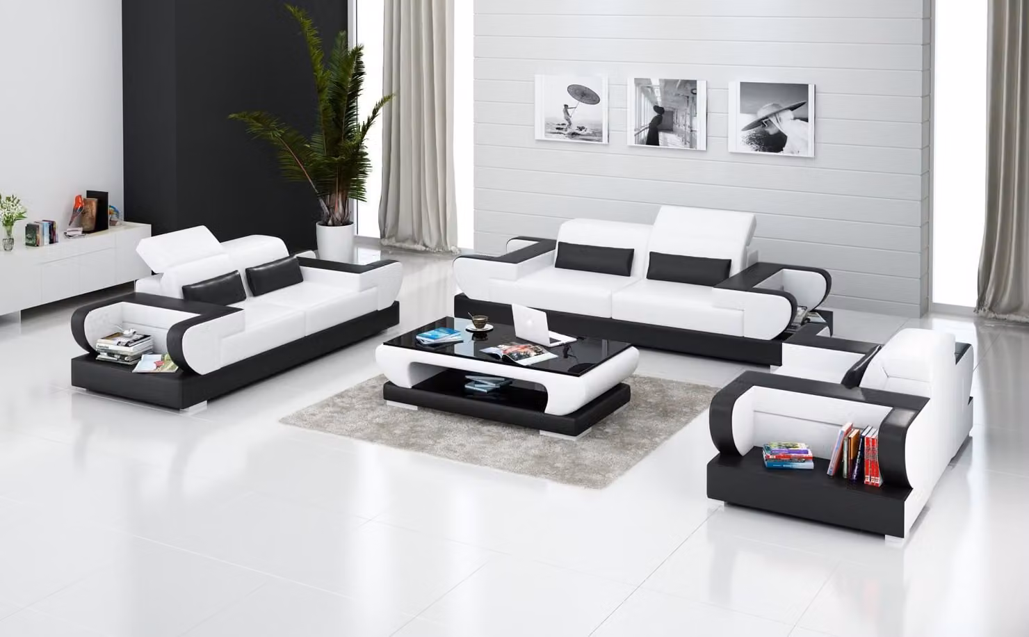 Luxuriöse Sofagarnitur Wohnzimmer Garnitur Leder Polster Couchen Sofa 3+2 Set